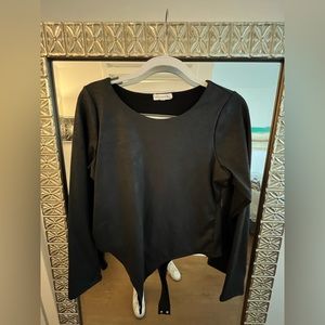 Good America black long sleeve thong body suit
